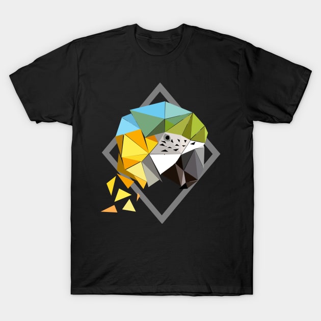 Polygon Macaw T-Shirt by deadlydelicatedesigns